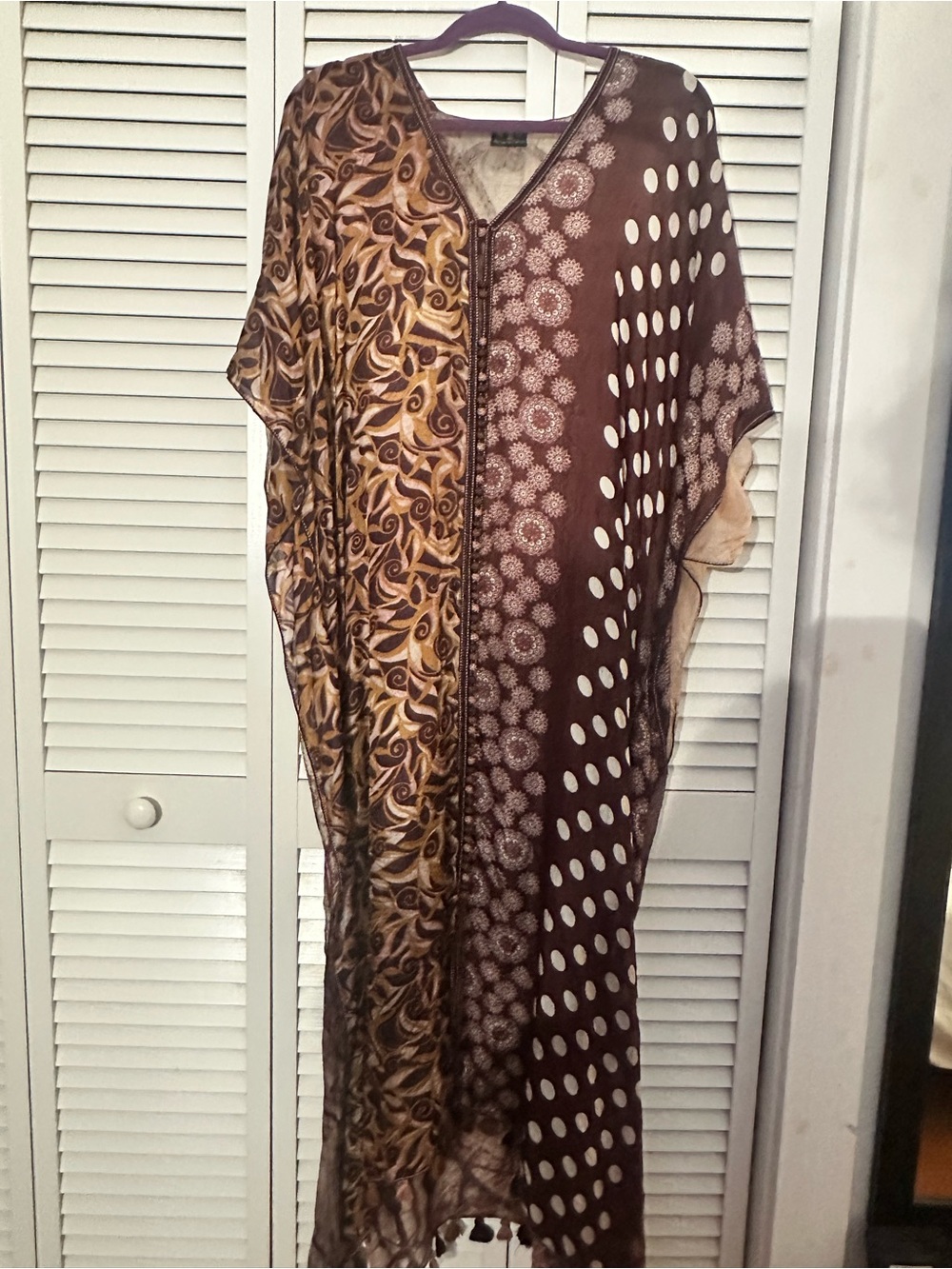 Exquisite custom-made silk caftan from Maison du Caftan in Marrakech.